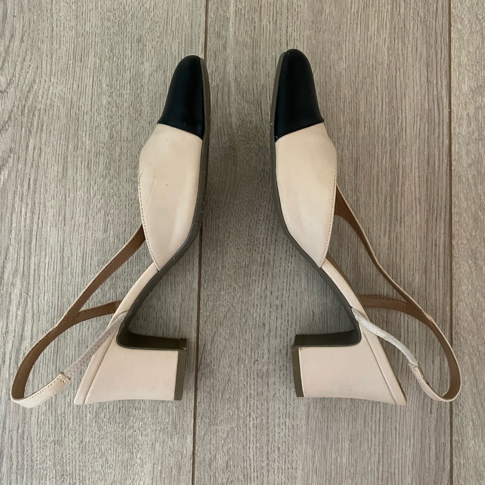 Nude Cap Toe Slingback Shoes